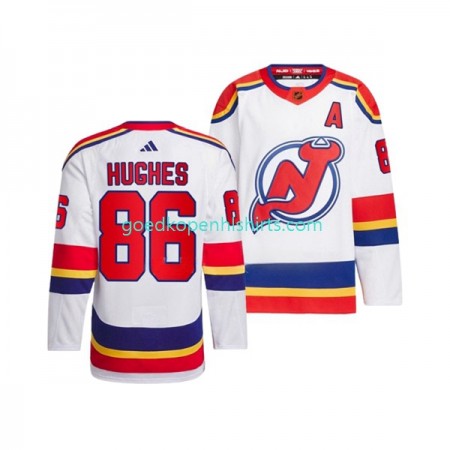 New Jersey Devils JACK HUGHES 86 Adidas 2022-2023 Reverse Retro Wit Authentic Shirt - Mannen